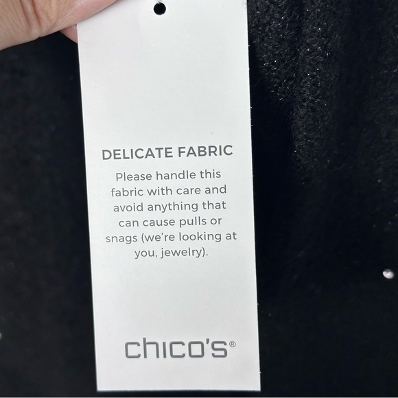 Chico’s NWT Touch of Sparkle Sweater Black Sequins Cowl Neck size 3 XL Holidays - Picture 4 of 9